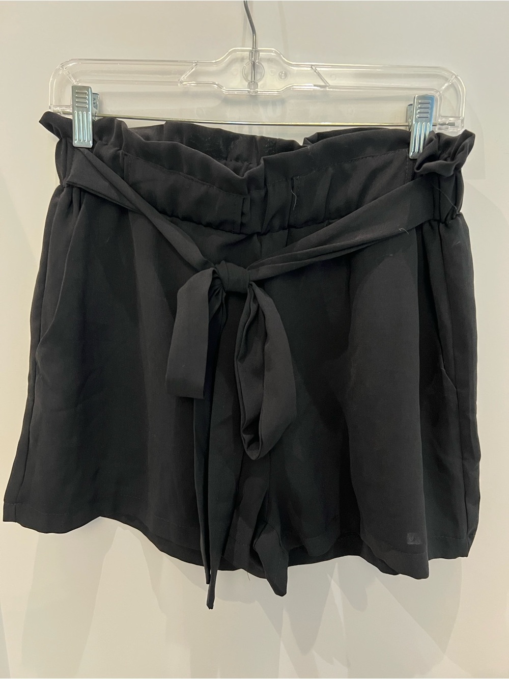 Black Paperbag Waist Tie Shorts